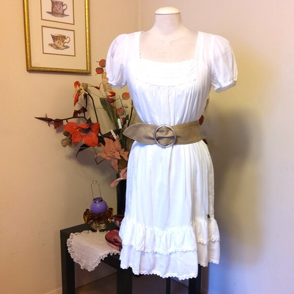 VTG NWOT Just B. Chic Genuine Leather Belt Beige with Round Silver Buckle - Picture 10 of 11